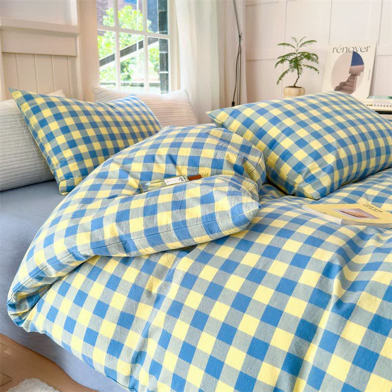 Checkered Pattern Pure Cotton Bedding Set - image 4
