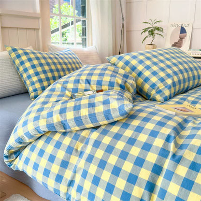 Checkered Pattern Pure Cotton Bedding Set - image 4