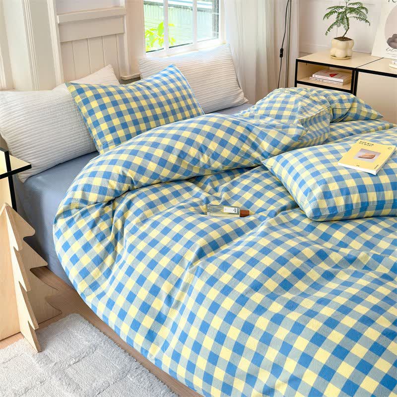 Checkered Pattern Pure Cotton Bedding Set - image 4