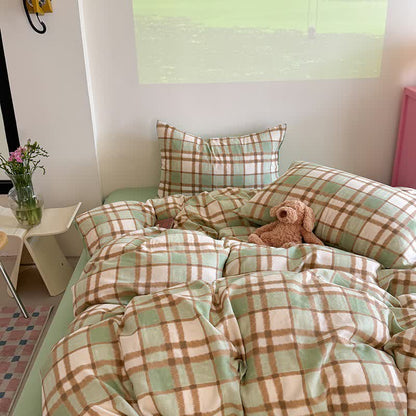 Fresh Style Cotton Gauze Bedding Set - Green - King - image 2