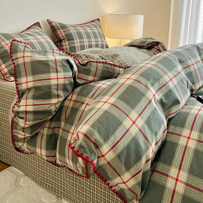 Reversible Vintage Plaid Cotton Bedding Set - image 0