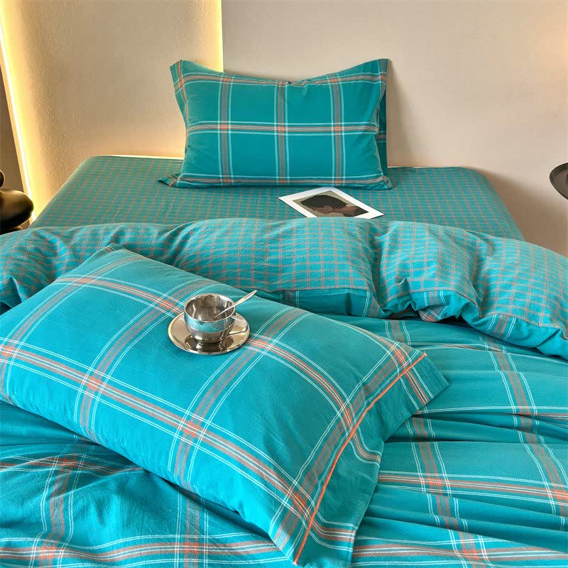 Reversible Oversized Grid Cotton Bedding Set - image 4