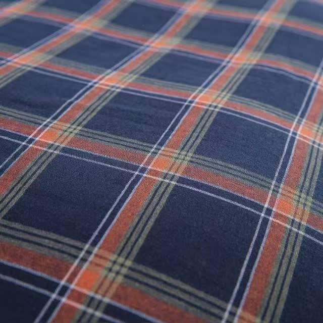 Retro Plaid Cotton Gauze Button Bedding Set(4PCS) - image 6
