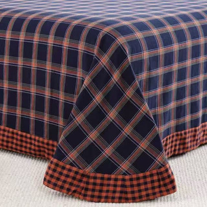Retro Plaid Cotton Gauze Button Bedding Set(4PCS) - image 4
