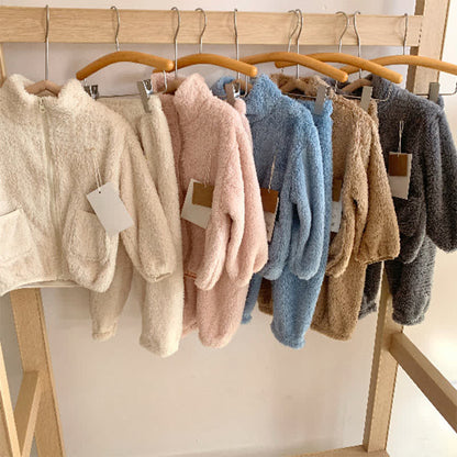 Solid Zip-up Kids Loungewear Set - image 0