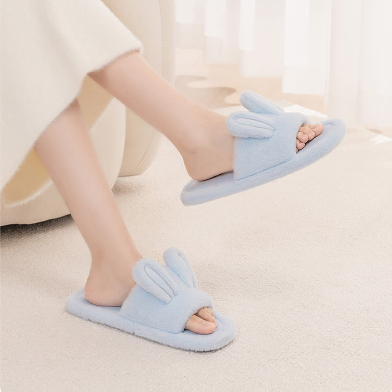 Cute Bunny Plush Open-Toe Slippers - image 0