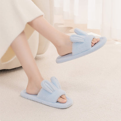 Cute Bunny Plush Open-Toe Slippers - image 0