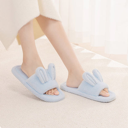 Cute Bunny Plush Open-Toe Slippers - image 1
