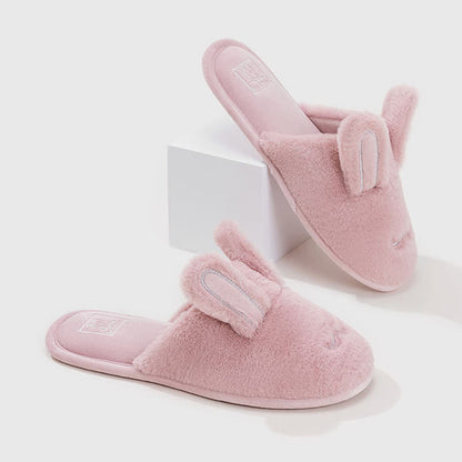 Cute Bunny Plush Closed-Toe Slippers - Pink - XL - image 12
