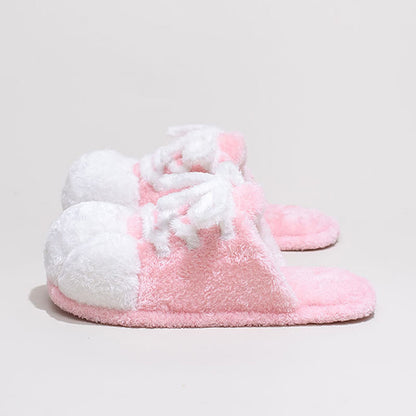 Cat Paw Lace-Up Closed-Toe Plush Slippers - image 3