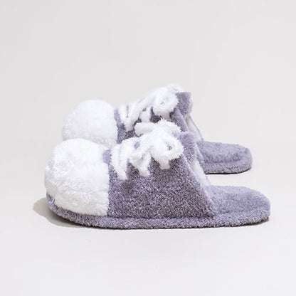 Cat Paw Lace-Up Closed-Toe Plush Slippers - image 12