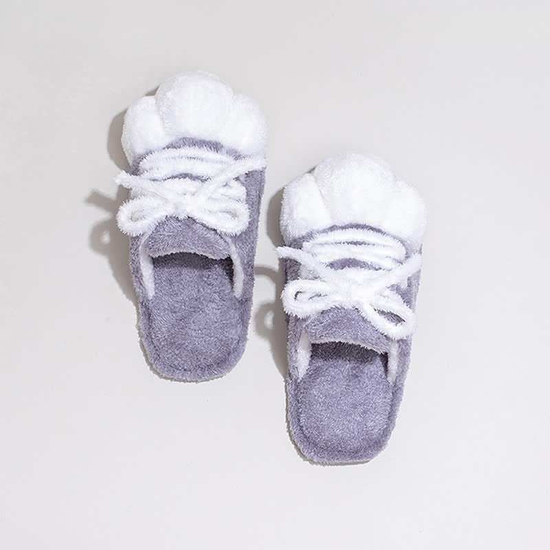 Cat Paw Lace-Up Closed-Toe Plush Slippers - image 11