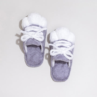 Cat Paw Lace-Up Closed-Toe Plush Slippers - image 11