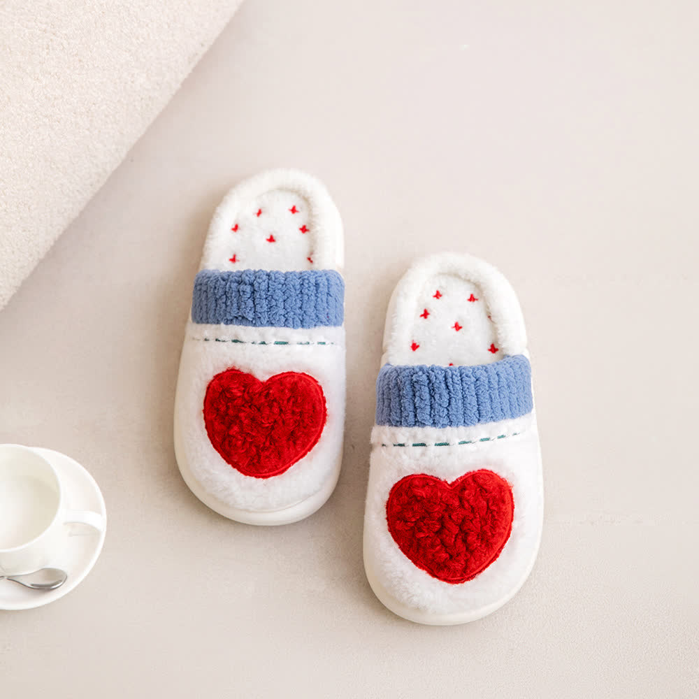 Heart Pattern Plush House Slippers - image 1