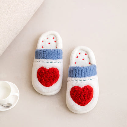 Heart Pattern Plush House Slippers - image 1
