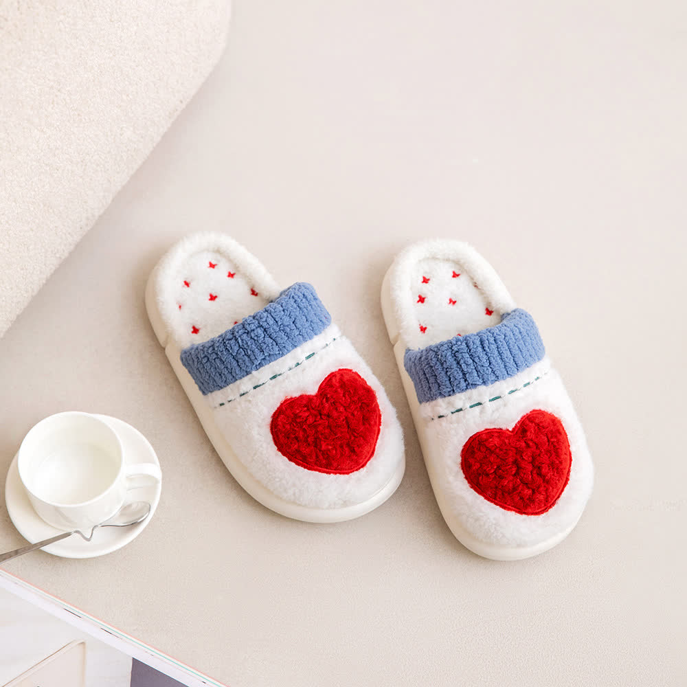Heart Pattern Plush House Slippers - image 3