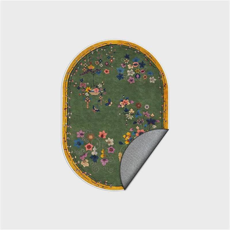 Vintage Chinoiserie Floral Oval Area Rug - image 4