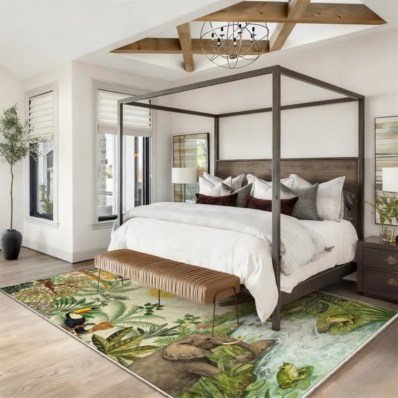 Tropical Wildlife Scene Rectangle Area Rug - image 1