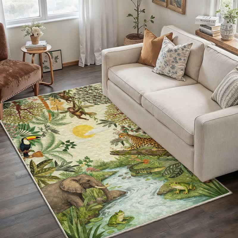 Tropical Wildlife Scene Rectangle Area Rug - image 2