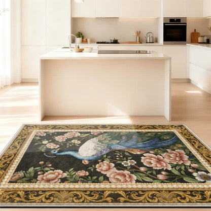Elegant Peacock Floral Non-slip Area Rug - image 3
