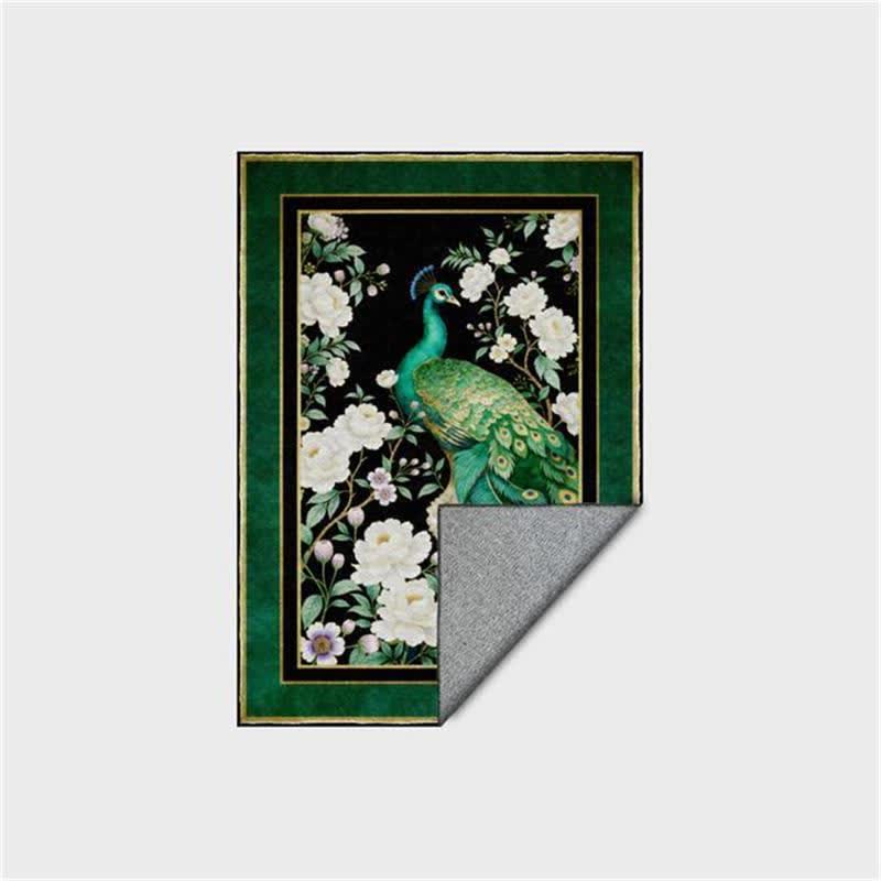 Elegant Peacock Floral Non-slip Area Rug - image 11