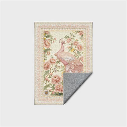 Elegant Peacock Floral Non-slip Area Rug - image 23