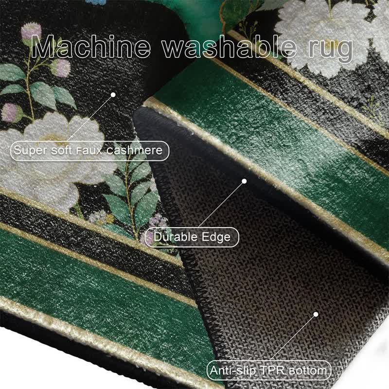 Elegant Peacock Floral Non-slip Area Rug - image 13