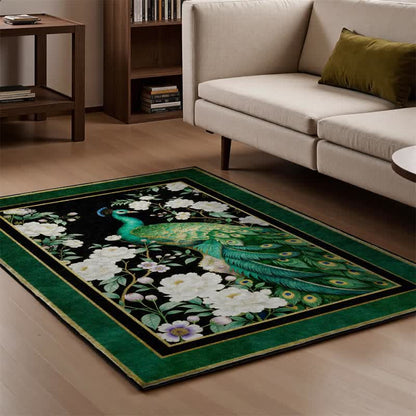 Elegant Peacock Floral Non-slip Area Rug - image 8