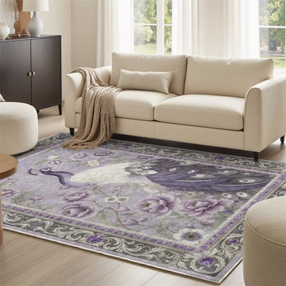 Elegant Peacock Floral Non-slip Area Rug - image 16
