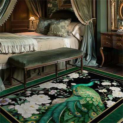 Elegant Peacock Floral Non-slip Area Rug - image 9