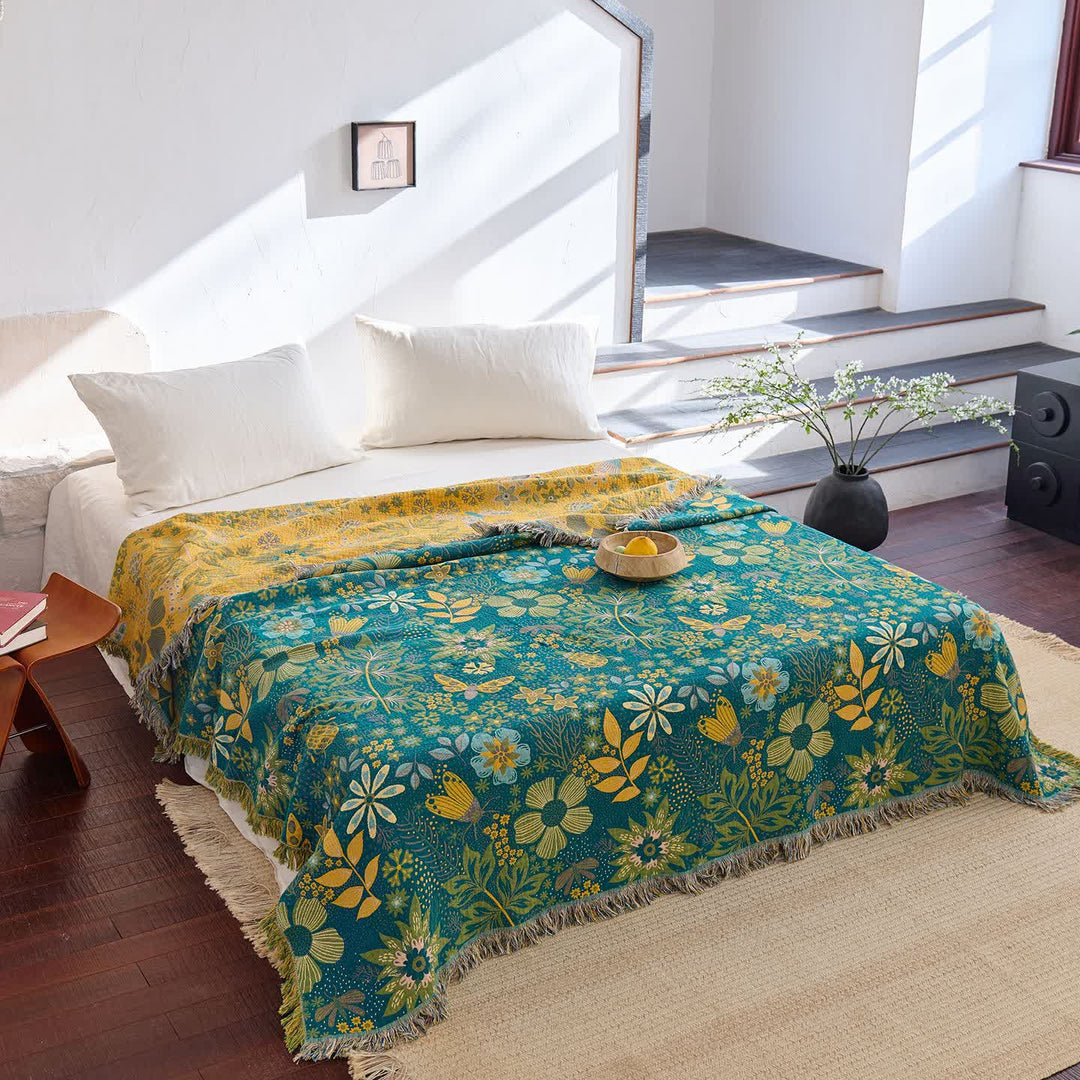 Reversible Floral & Butterfly Cotton Gauze Quilt - King - image 0