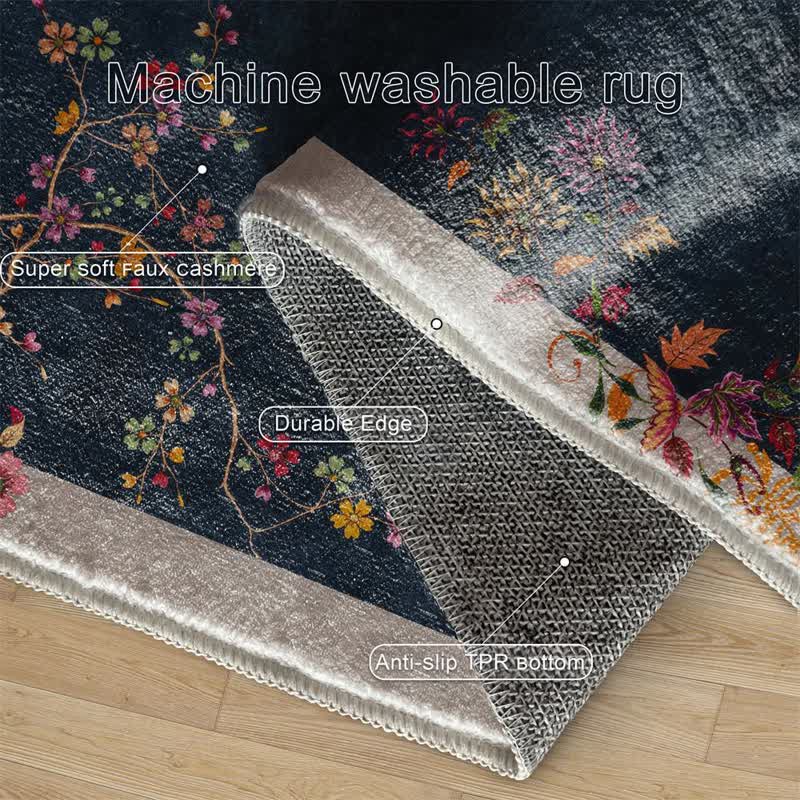 Oriental Chinoiserie Floral Non-slip Area Rug - image 5