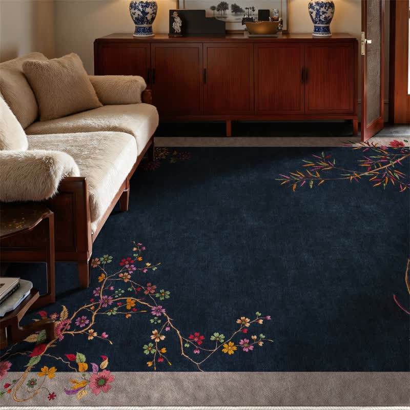 Oriental Chinoiserie Floral Non-slip Area Rug - image 2