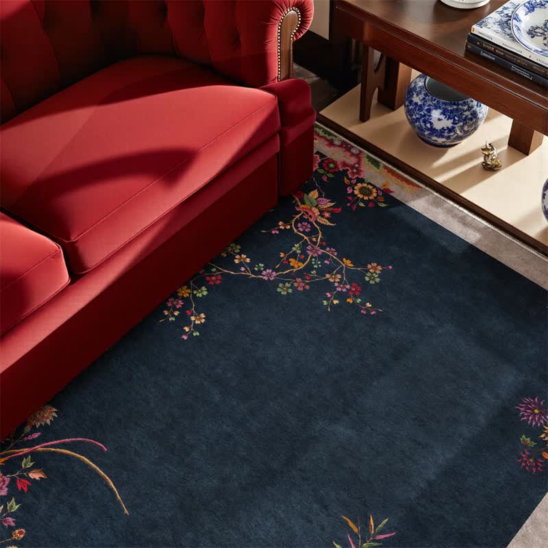 Oriental Chinoiserie Floral Non-slip Area Rug - image 3