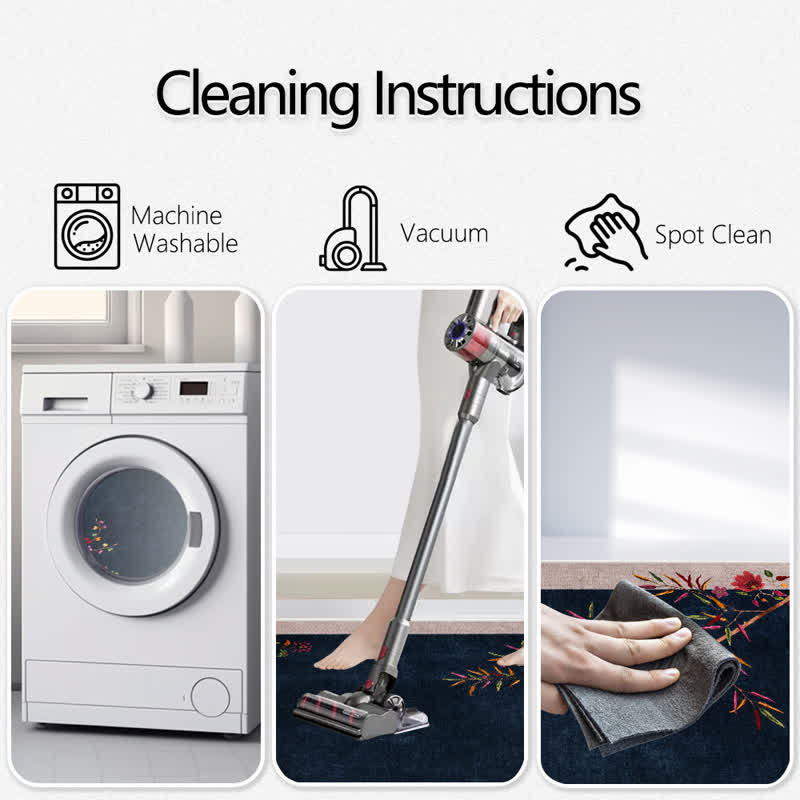 Oriental Chinoiserie Floral Non-slip Area Rug - image 6