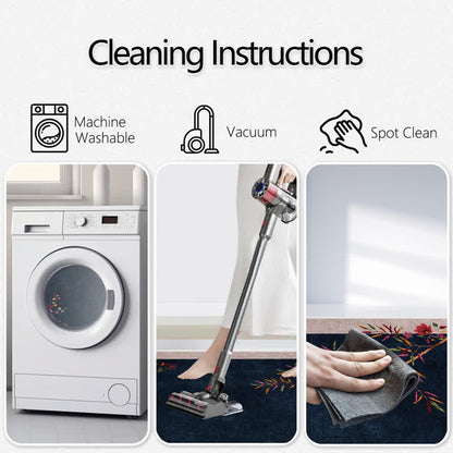 Oriental Chinoiserie Floral Non-slip Area Rug - image 6