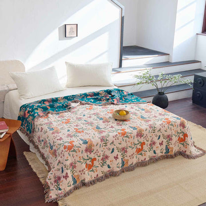 Squirrel Butterfly Floral Cotton Gauze Quilt - King - image 0