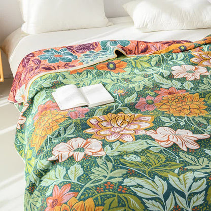 Reversible Dahlia Floral Cotton Gauze Quilt - image 2