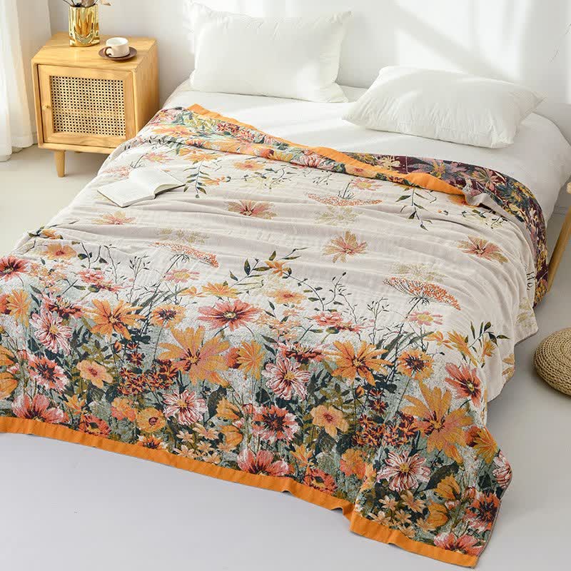 Reversible Daisy Floral Cotton Gauze Quilt - image 1