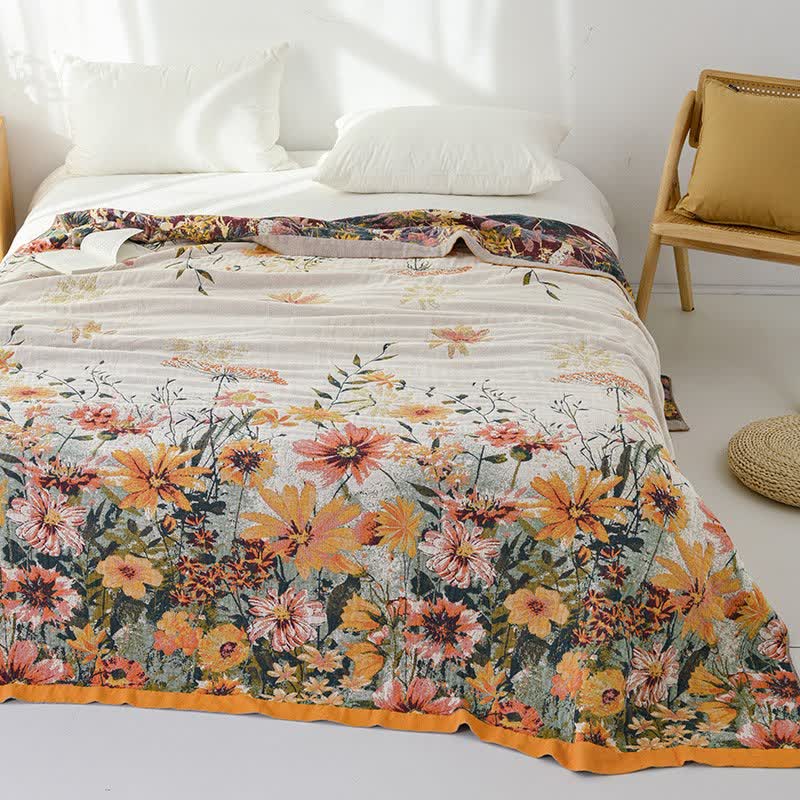 Reversible Daisy Floral Cotton Gauze Quilt - image 3