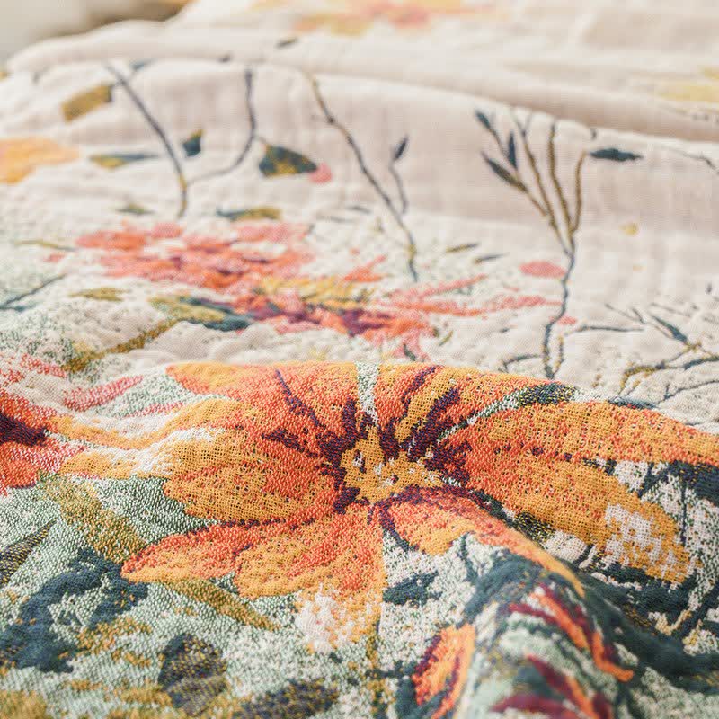 Reversible Daisy Floral Cotton Gauze Quilt - image 5