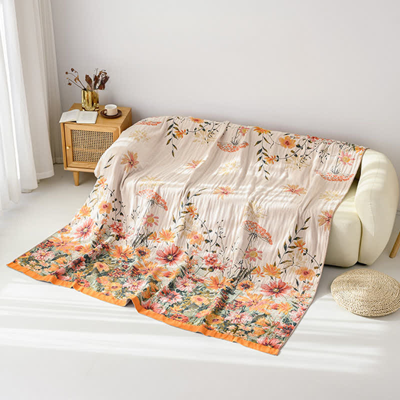 Reversible Daisy Floral Cotton Gauze Quilt - image 6