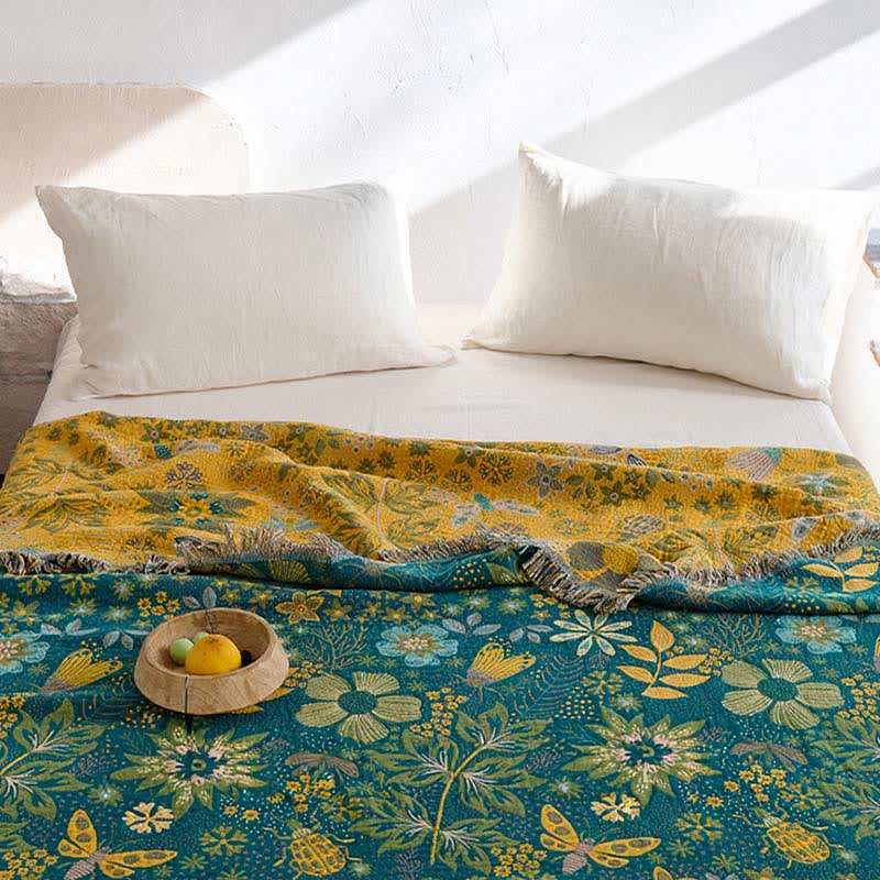 Reversible Floral & Butterfly Cotton Gauze Quilt - image 3