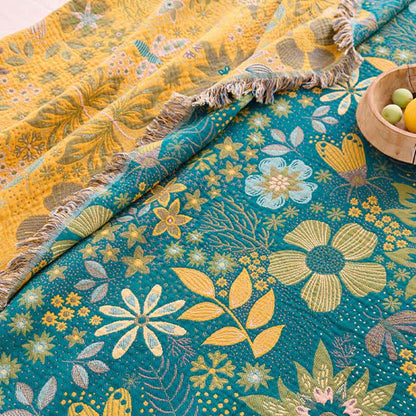 Reversible Floral & Butterfly Cotton Gauze Quilt - image 8