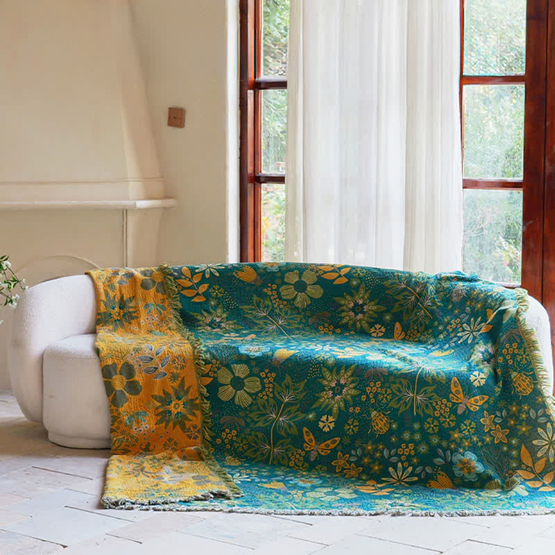 Reversible Floral & Butterfly Cotton Gauze Quilt - image 6