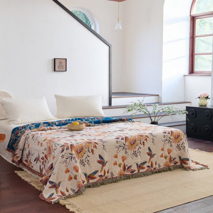 Hummingbird Floral Leaf Cotton Gauze Quilt - image 3