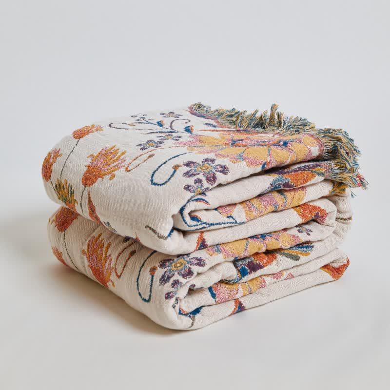 Hummingbird Floral Leaf Cotton Gauze Quilt - image 6