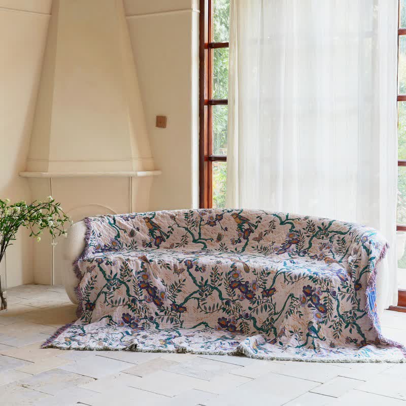 Bird on Branch Cotton Gauze Quilt - image 8