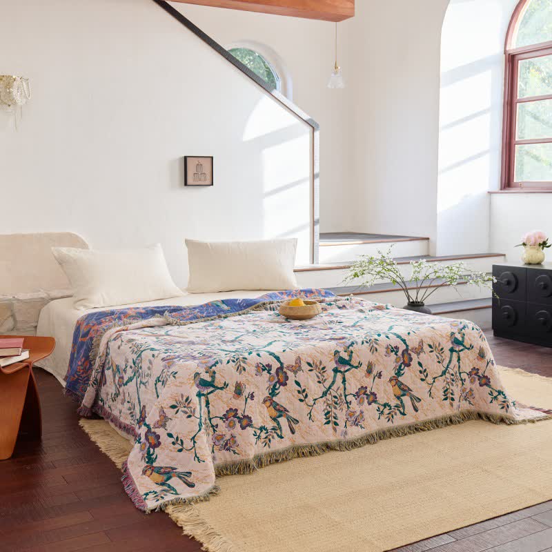 Bird on Branch Cotton Gauze Quilt - image 3