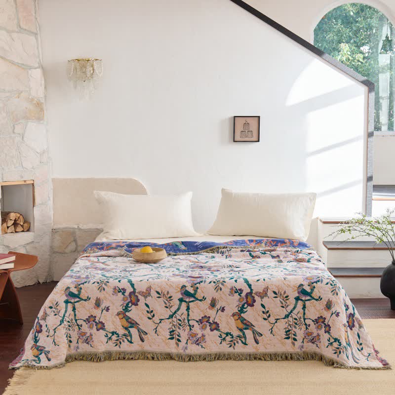 Bird on Branch Cotton Gauze Quilt - image 2